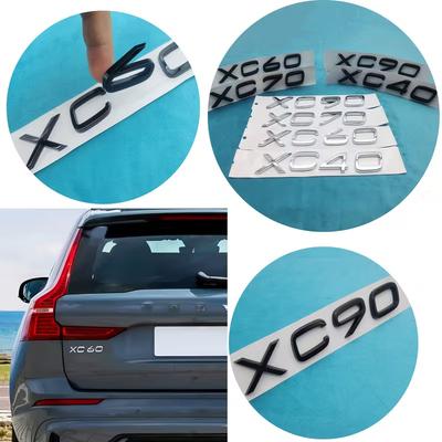 3D Chrom ABS XC40/XC60/XC90 Schriftzug Badges, Geeignet für XC40 XC60 XC90 Kofferraum Logo Aufkleber Autozubehör