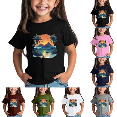 Children's Fashion Daily Printed Round Neck Short Sleeved Casual T-shirt Top