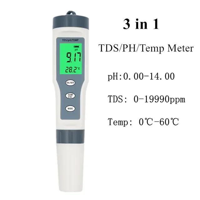 

PH Meter PH/TDS/EC/Temp Meter Digital Water Quality Monitor Tester with Backlight for Pools Drinking Water Aquariums Waterproof