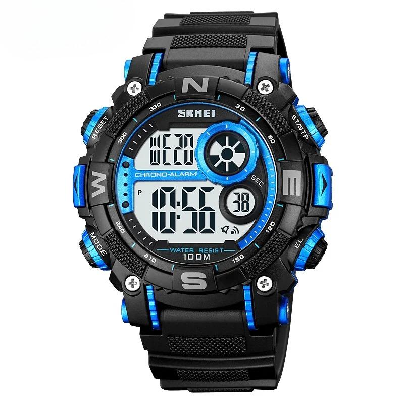 

1887 100M Waterproof Sport Electronics Watch for Men LED Display Digital Mens Wristwatches Stopwatch Military Reloj Hombre синий