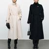 25 Winter New Stand-up Collar Double-sided Wool Coat Women's Lace-up Medium and Long Waist-over-knee Woolen Coat 25595