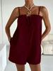 2026 European/American Summer Ice Silk Pleated Solid Color Camisole Jumpsuit for Women