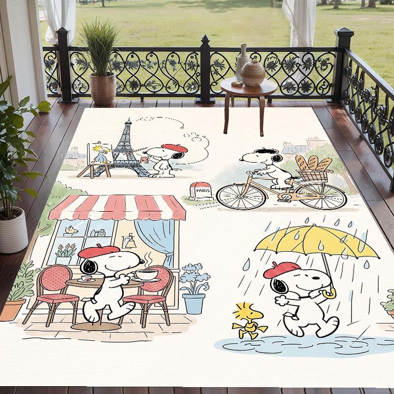Custom Text Snoopy Peanuts Pattern Floor Rug Soft Indoor Carpet Mat Living Room Bedroom