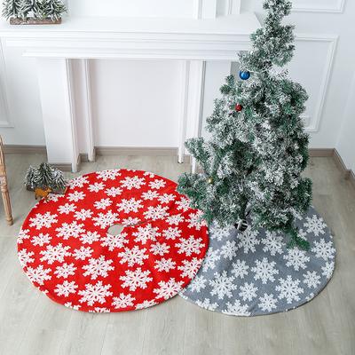 Christmas Jacquard Snowflake Tree Skirt Plush Christmas Tree Bottom Apron Holiday Party Decorations