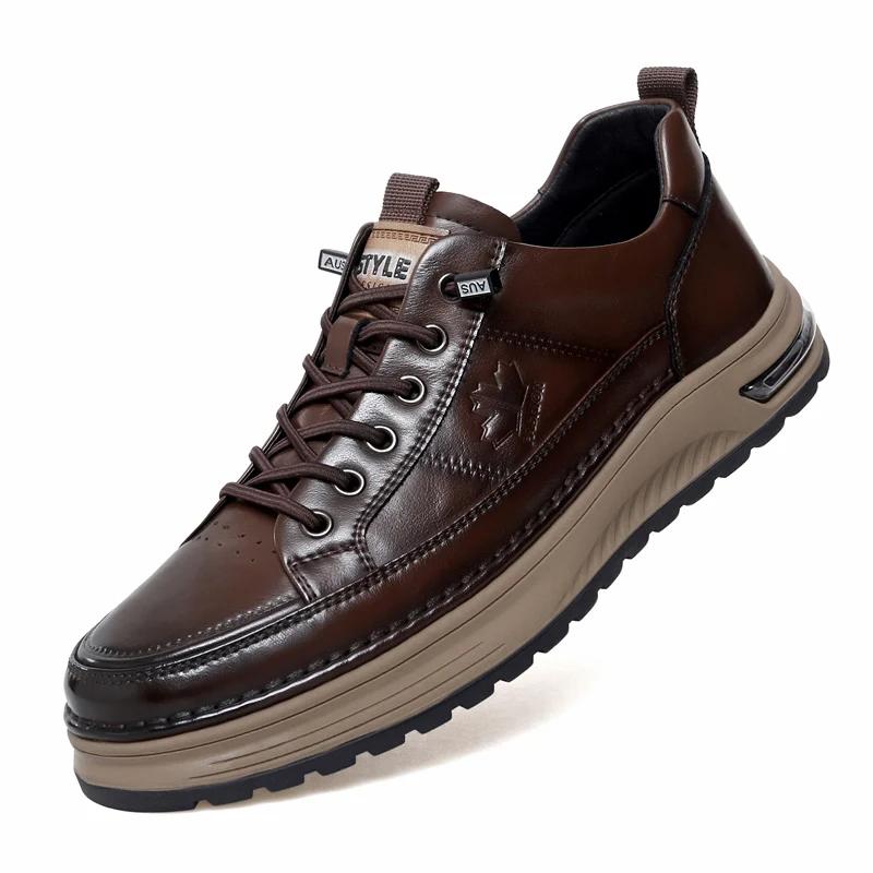 

Роскошные мужские повседневные деловые туфли из натуральной кожи, высококачественные модные офисные туфли на шнуровке, мужские кроссовки для бега на открытом воздухе 44 коричневый