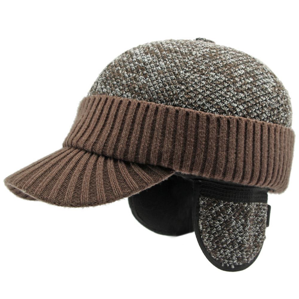 

HT4545 Baseball Cap Thick Warm Knitted Baseball Hat Men Women High Quality Dad Hats with Ear Flaps Male Female Ski Earflap Cap XL 58-60cm