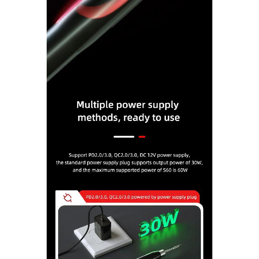 SEQURE S60 with Toolkit Nano Electric Soldering Iron Precision Portable Anti-static Soldering Pen Support PD|QC Power Supply