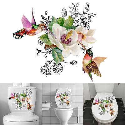 Nature Inspired Toilet Decal Birds and Flowers Toilet Lid Decals Durable Toilet Sticker DIY Removable Stickers for Wall