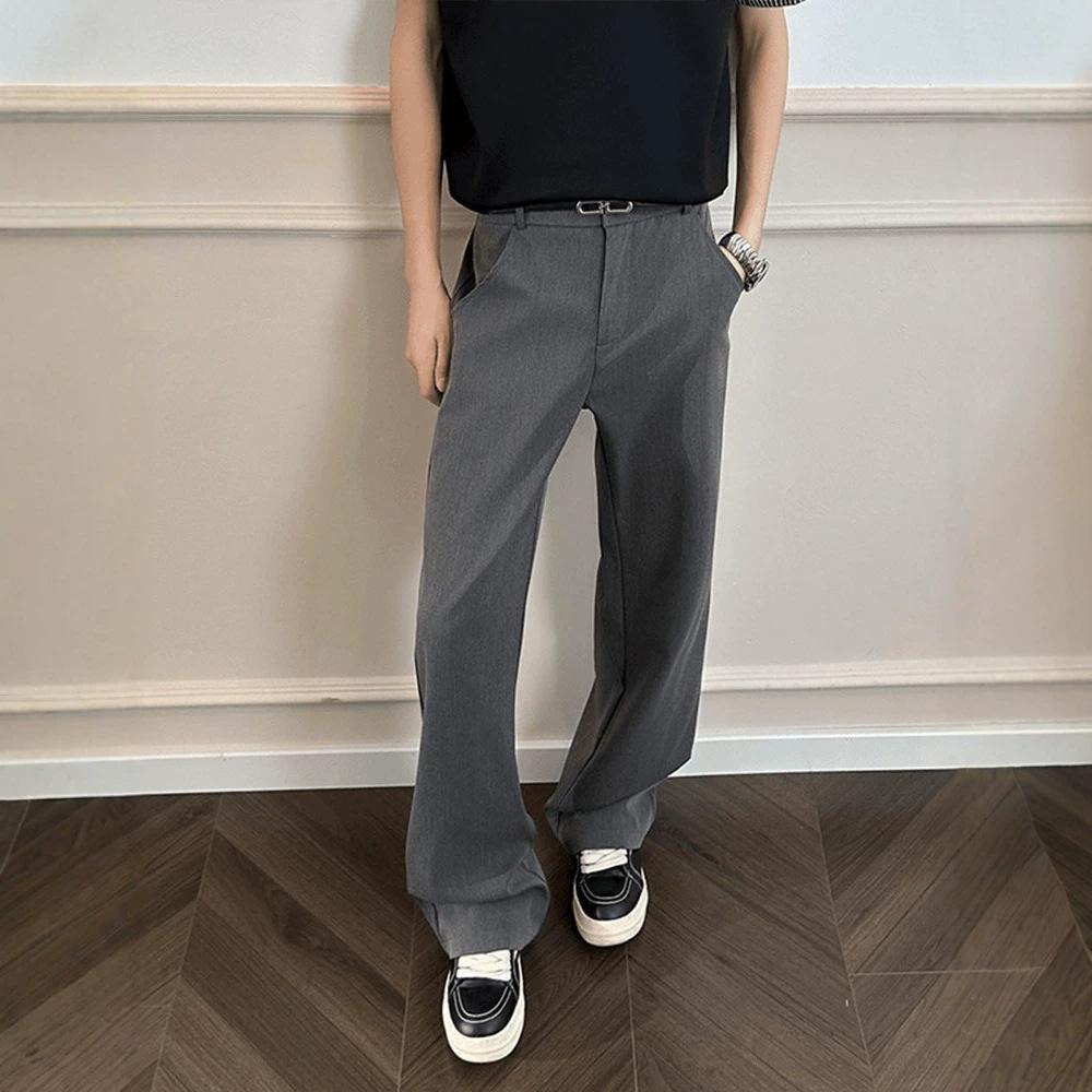 Men's American Pleated Trousers Fashion Loose Black Straight Versatile Wide-leg Casual Trousers Trend