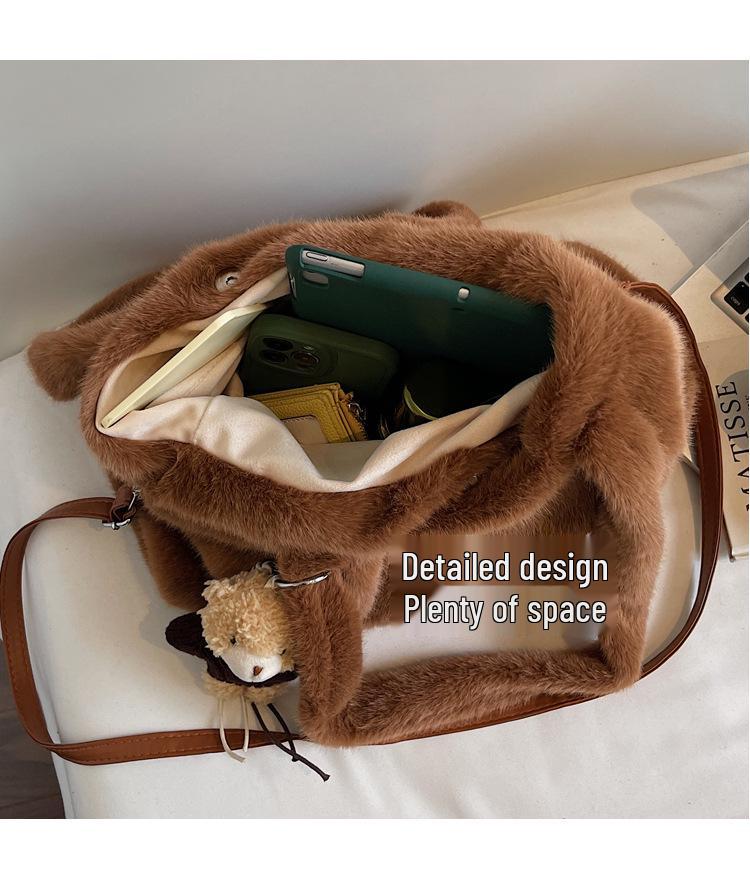 Schicke Plüsch-Umhängetasche für Damen - 2025 Herbst/Winter Nischen-Design Schulterhandtasche