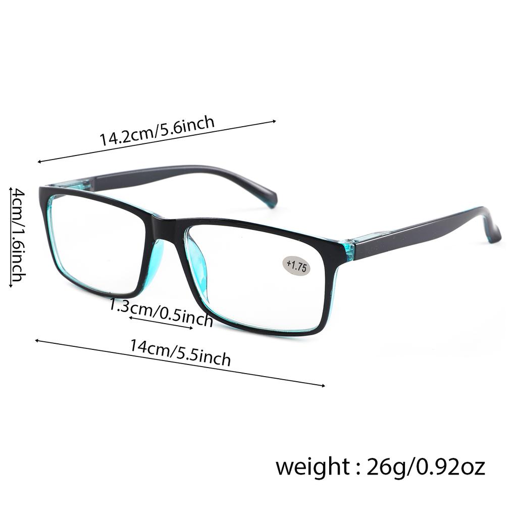 Men's Black Blue Square Reading Glasses Anti Blue Light 100-400 Degrees High Quality Comfortable Eyewear For Office Daily Use