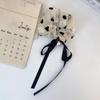 Bowknot Headwear with Tassels and Pearls Mesh Scrunchie Hair Tie