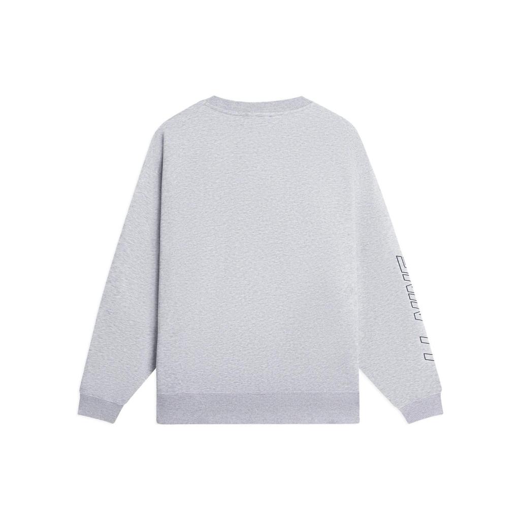 Lining Chinese Character Print Pullover Long Sleeve Sweatshirt Unisex Tops Gray AWDSB23-5