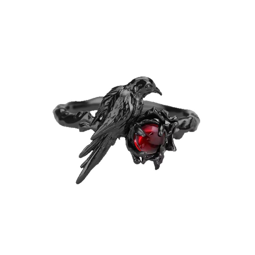 Fashion  Retro New Sense of Design Rings Crow Unisex Dark Adjustable Opening Ring Accessories Jewelry Gifts Halloween Props