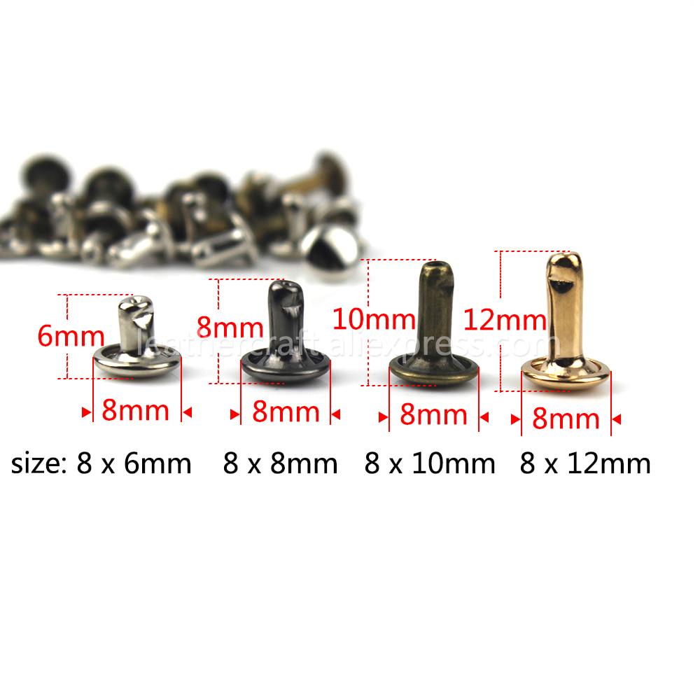 180 Set Rivetti In Pelle Con Punzoni E Base - Borchie Tubolari Metallo 3 Misure E 4 Colori, Per Fai Da Te Abbigliamento E Accessori