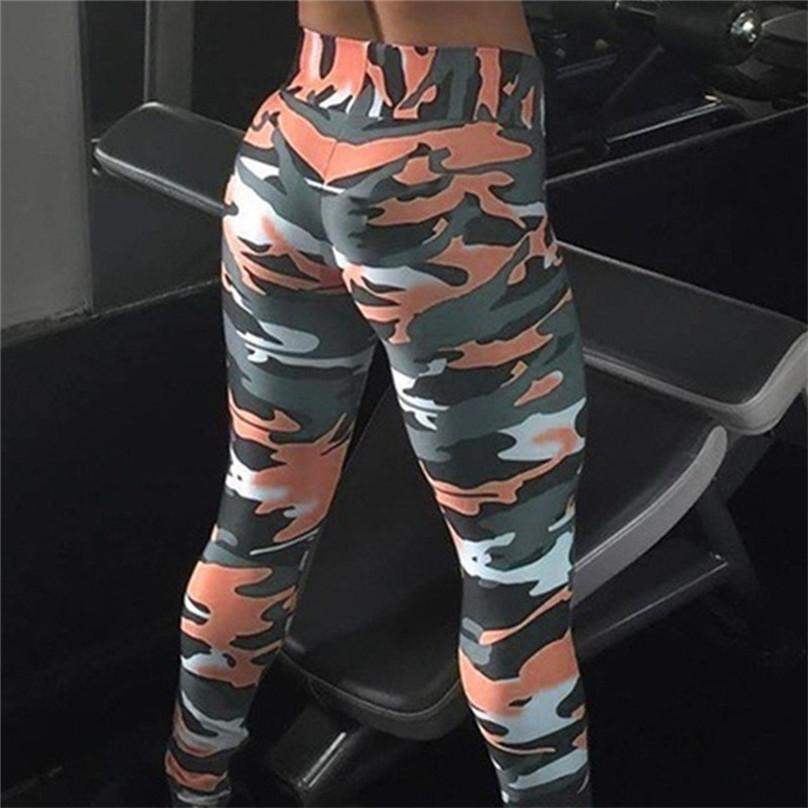 Fashion Summer Casual Women's Camouflage Pattern Fitness High Waist Stretch Tight Shaping Hips Sports Pants