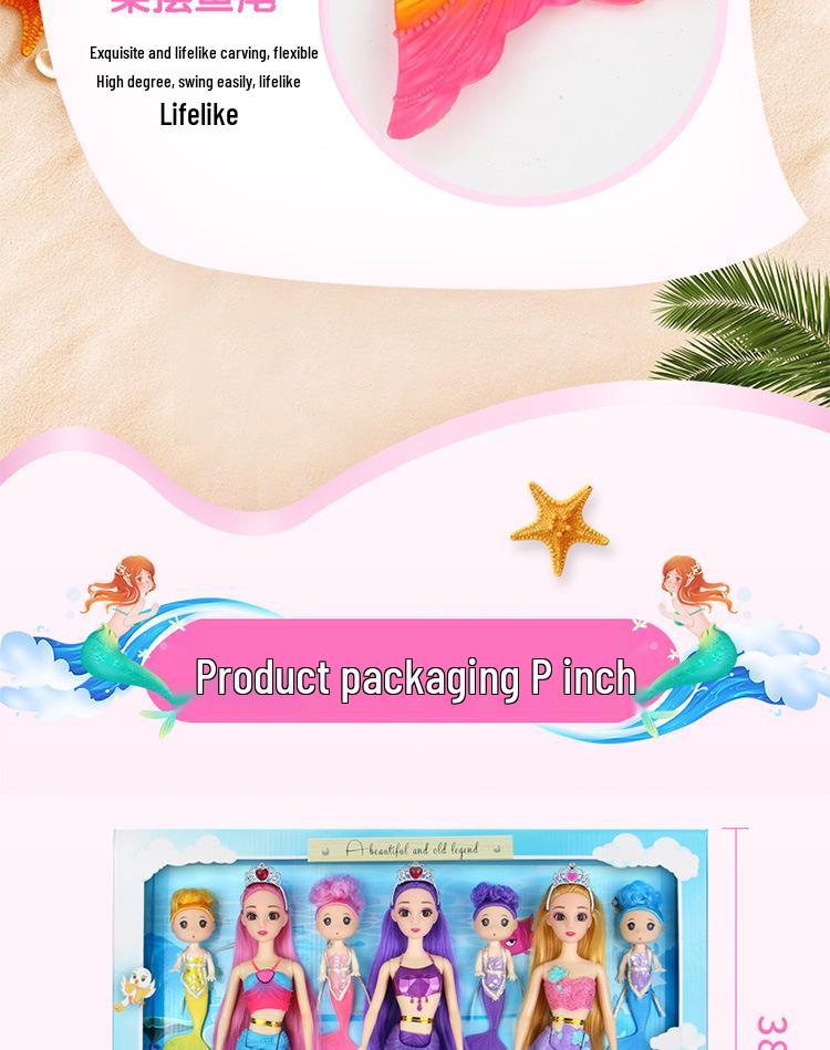 Set Păpușă Prințesă Sirenă Joc de Rol cu Lumini și Muzică – Cadou Perfect de Ziua de Naștere pentru Fete