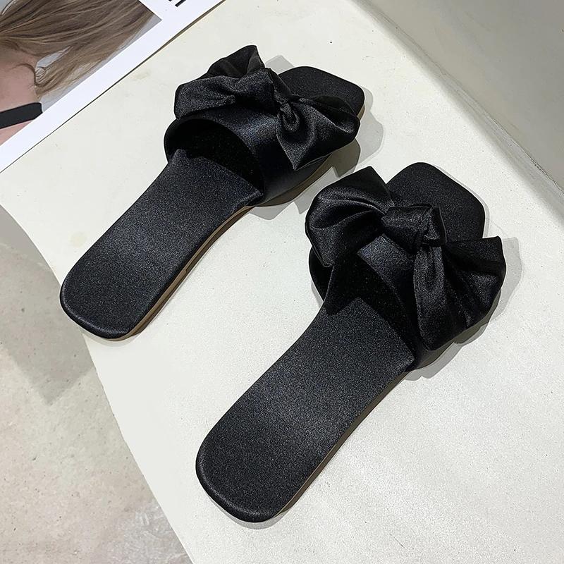 Moda Basso Tacco Estive Moderne Pantofole da Esterno Piatte con 2024 Scarpe da Donna di Alta Qualità da Infilare Monocolore Nodo a Farfalla Pantofole da Donna