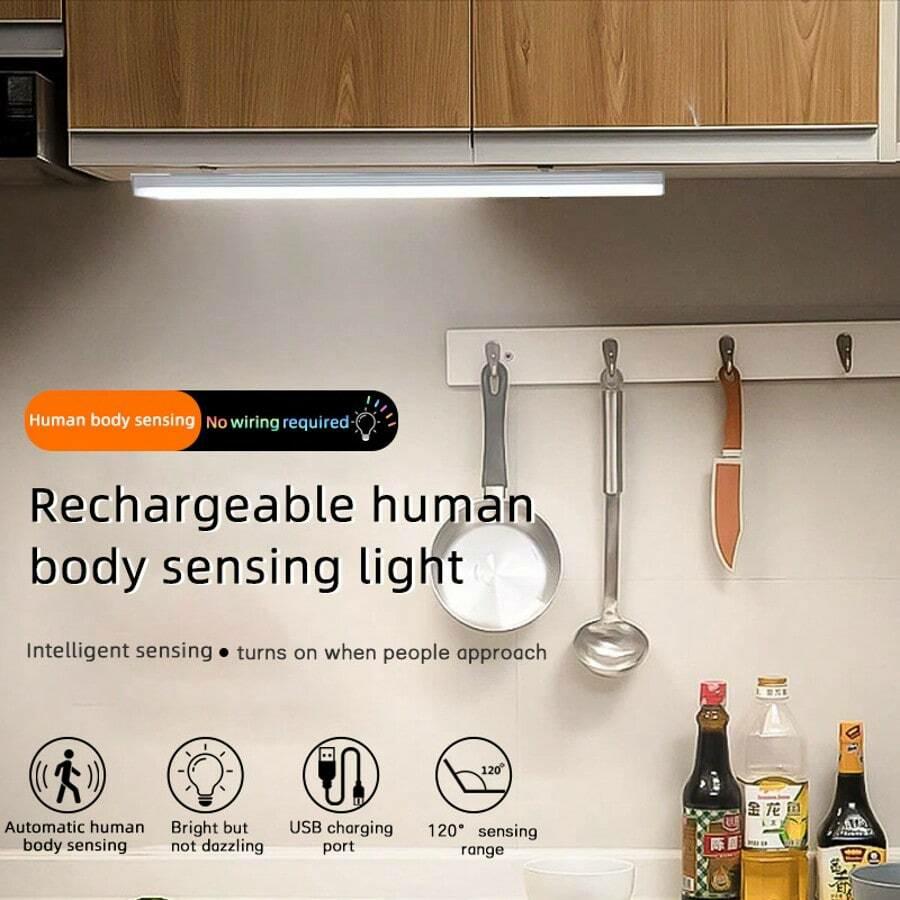 6pc Wireless Rechargeable LED Motion Sensor Cabinet Light - Ideal for Closet, Kitchen, Wardrobe, Stairs - Battery Operated Night
