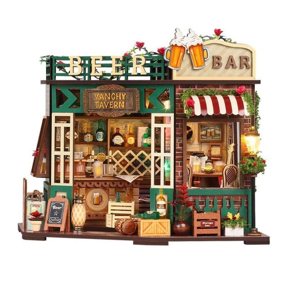 Montage erforderlich 3D Buchstützenmodell Holz Miniatur Puppenhaus Bausatz Für Bücherregal Dekoration