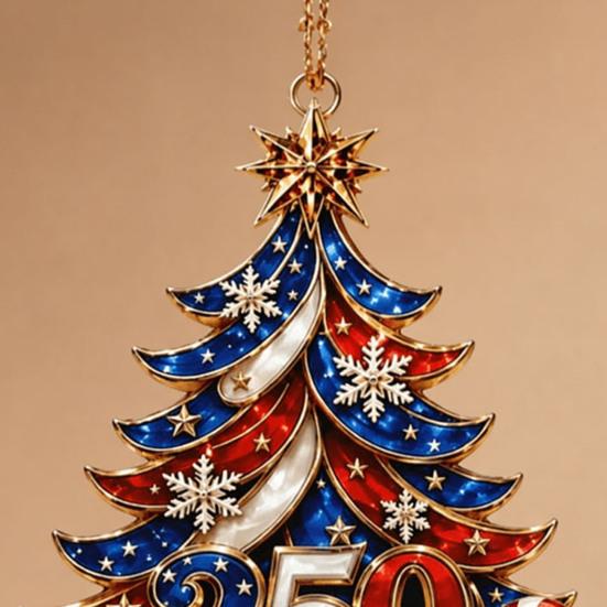 Christmas Tree Ornaments 250 Anniversary USA Ornament, 2D Acrylic 1776-2026 250th Decorations Hanging Decoration, Fourth of July Independence