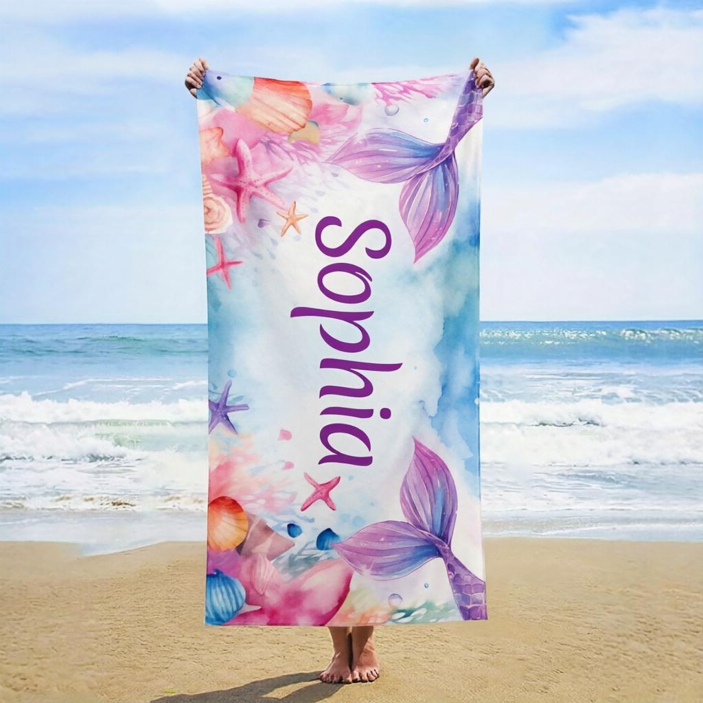 

1pc Mermaid Beach Towel, Perfect Birthday Gift for Her, Ideal for Pool Beach Travel, Home Decor & Beach Party Essential W40*H60(CM)