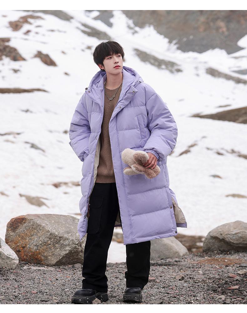 Men's White Duck Down Hooded Winter Jacket 2025 - Mid-Length, Thickened, Warm, Couple Style