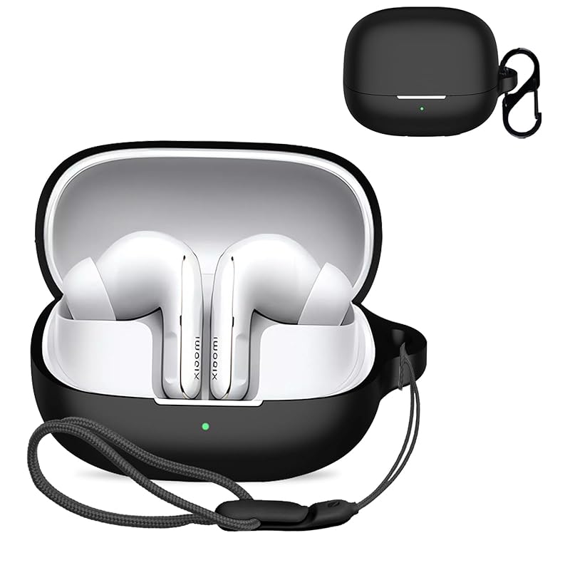 

For Xiaomi Buds 5 Pro for case cover [NOUKAJU] wireless earphones silicon protective case (With carabiner + strap included) ) Fall prevention Scratch