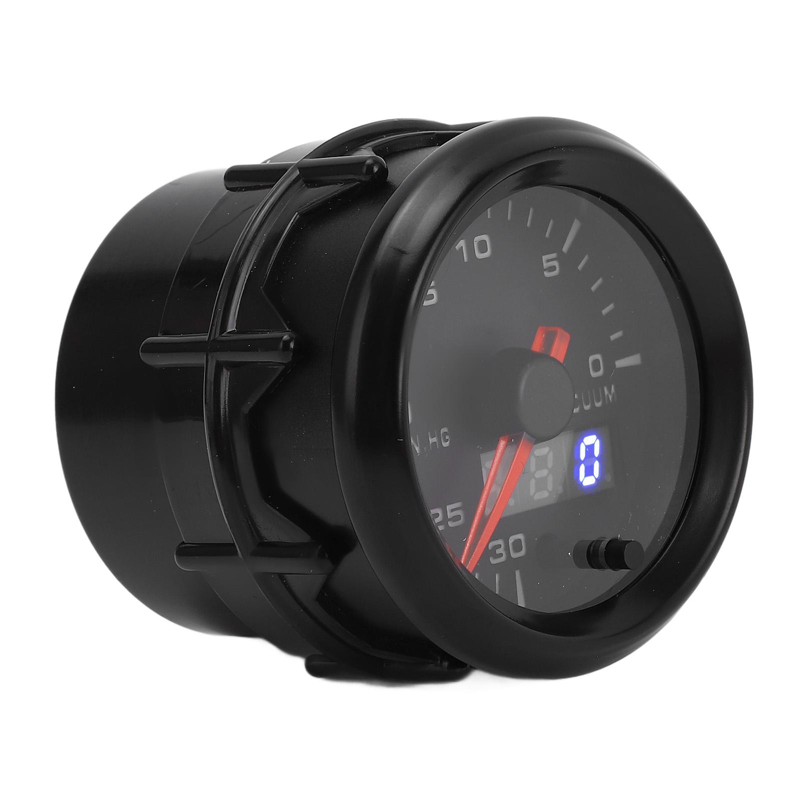 

52mm Vacuum Gauge DC Pointer Digital Display 0 to 30 IN.HG Automotive Vacuum Meter Kit for All DC12V Vehicles