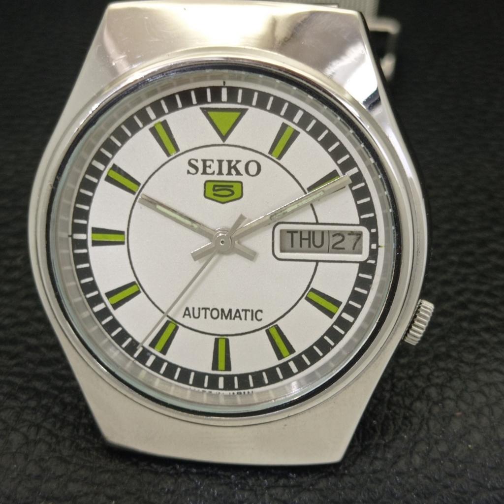 JAPAN VINTAGE SEIKO 5 AUTOMATIC 7009A MENS WHITE COLOR DIAL WATCH A702098-5 R208-a702098
