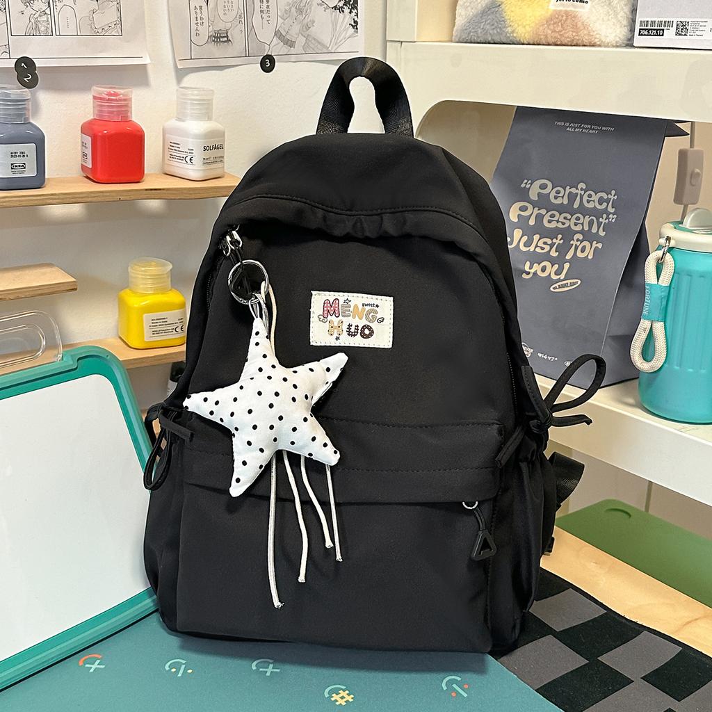 Schoolbag for middle school girls, high aesthetic value ins, Korean style versatile large capacity solid color backpack, high school backpack