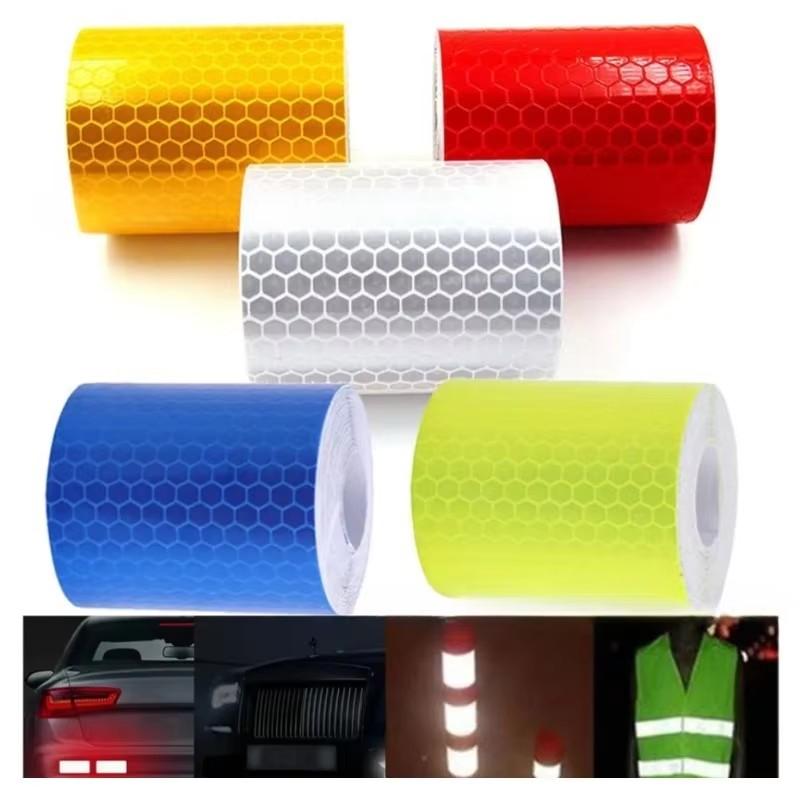 Car Reflective Warning Tape 5cm*3m Car Reflective Tape Safety Warning Car Decoration Sticker Color Grid Reflector