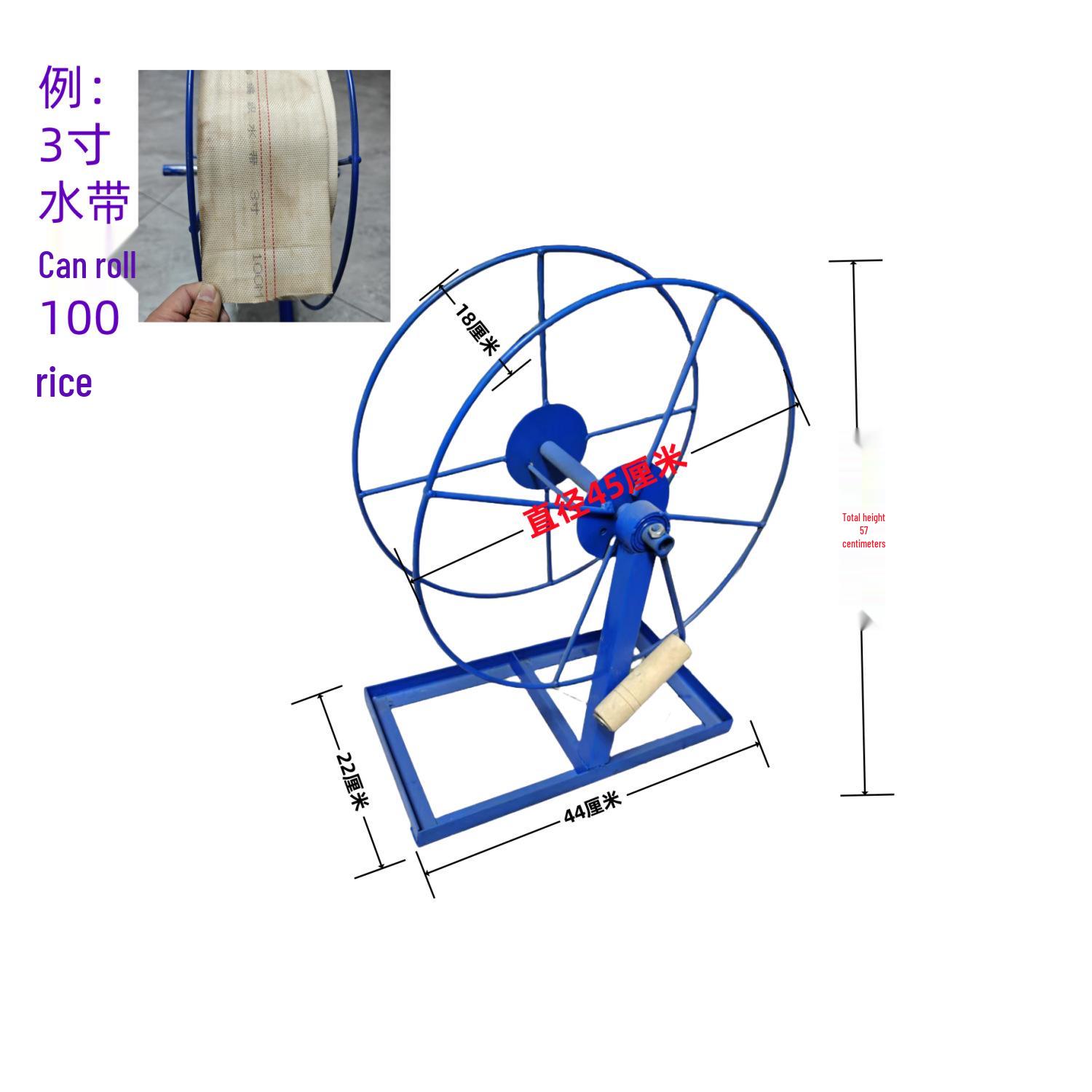 Agricultural Farmland Hose Reel Winder: Hand-Crank Water Hose Retractor for Irrigation and Storage.