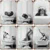Funny Animal Posters Metal Tin Sign Plaque Dog Monkey Reading Newspapers Decorative Plates For Toilet Bathroom Wall Art Decor