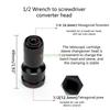 24TE 2Pcs Quick Release Screwdriver Wrench Conversion Square Drives to 1/4"