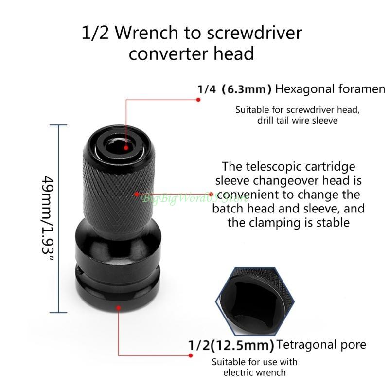 24TE 2Pcs Quick Release Screwdriver Wrench Conversion Square Drives to 1/4"