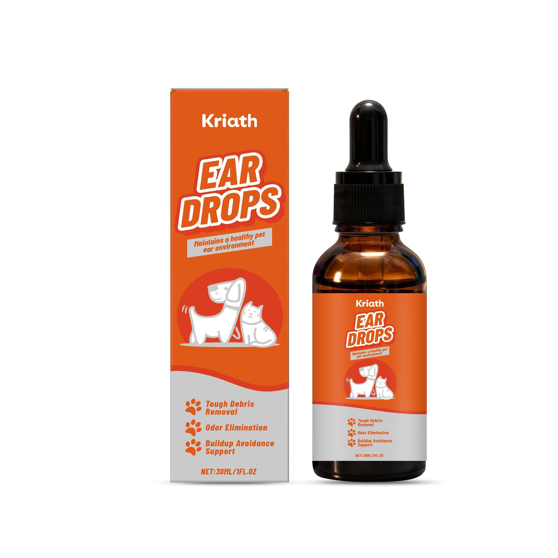 

Kriath Pet Ear Care Solution - Средство для ухода за ушами питомцев, Очистка ушей кошек и собак, Поддерживает уши чистыми и свежими, Мягкая формула, 30 мл