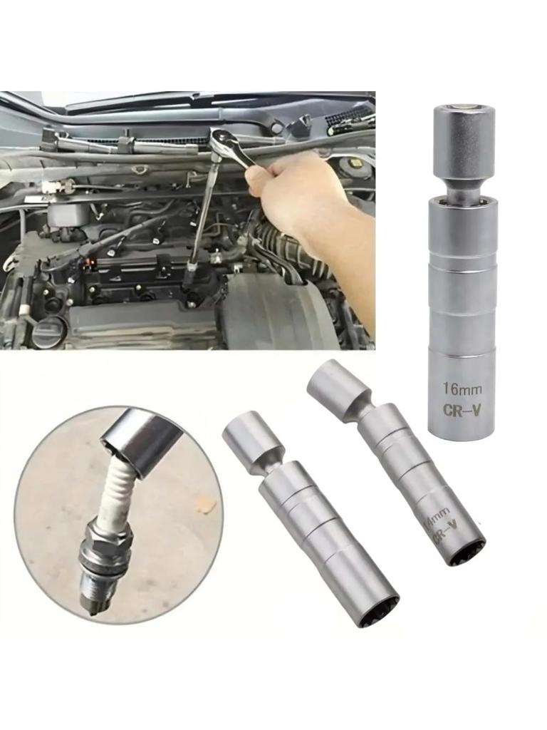 Bougiesleuteladapter 14mm 16mm cardankop met magnetische flexibele dunwandige 3/8" aandrijving auto onderhoudsgereedschap