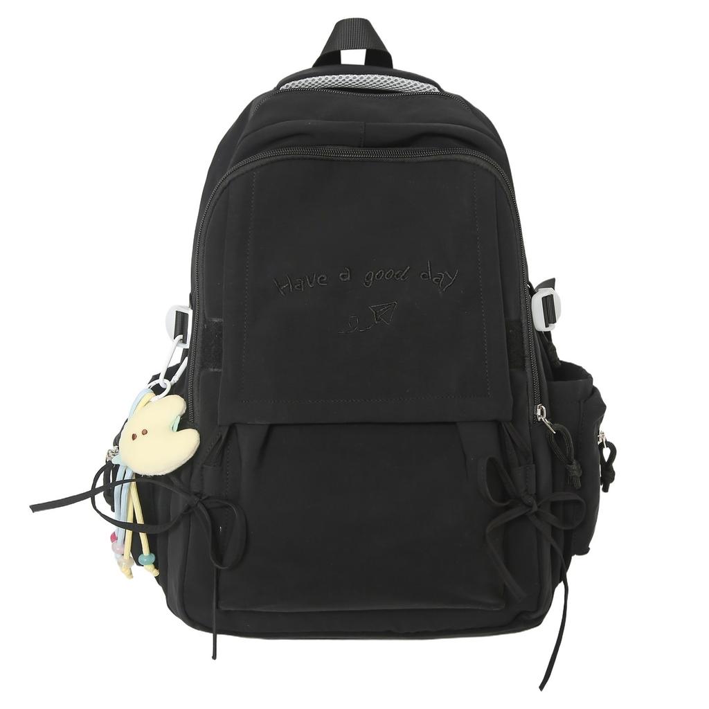Schoolbag Japanese Style Light Solid Color Backpack Outdoor Travel Large Capacity Backpack Casual Versatile College Student Commuting Schoolbag