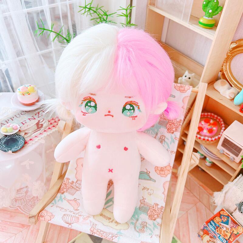 20cm Kawaii Plush Cotton Doll Idol Stuffed Super Star Figure Dolls No Attribute Curly Hair Crying Doll Can Change Clothes Gift