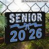 2D Flat, 1pc Senior 2026 Aluminium Sign 8x12 Inch - Blue Porcelain Floral Letter & Bow Design, Class of 2026 Graduation Decor, Senior Year Wall