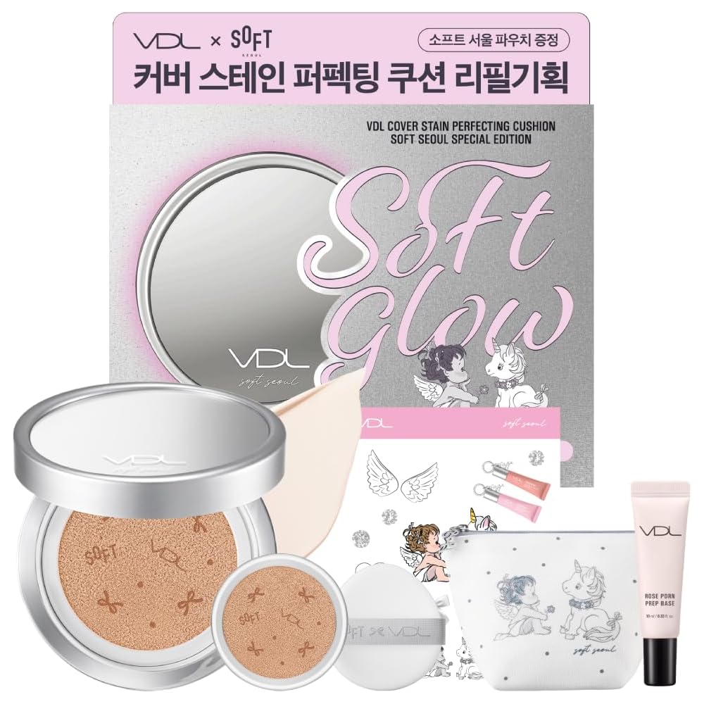 VDL Coverstay Perfecting Cushion Foundation A02 21 SPF35 PA++ 15g Vegan Natural Ocher Refill Set with Pre-Base Mini