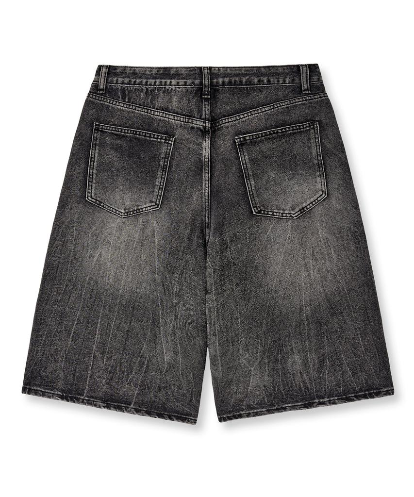 LXT Crease Washed Bermuda Denim Pants [Black Indigo]