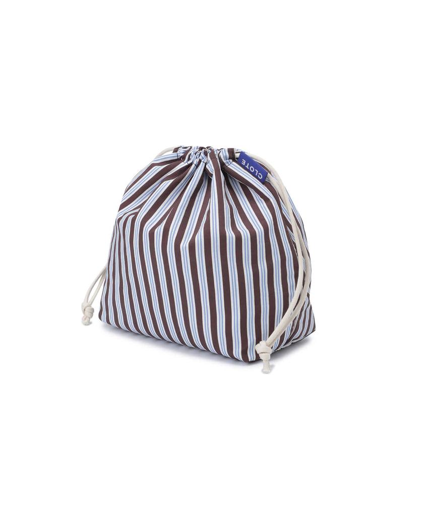 Clote String Pouch - Striped Brick