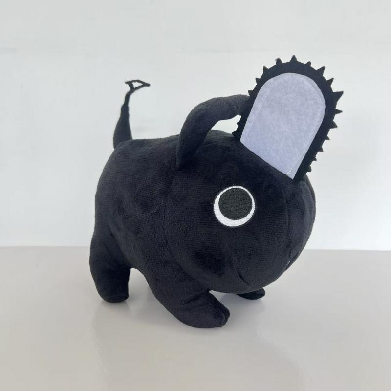 Chainsaw Dog Demon Pochita Plush Toy Stuffed Animal, Halloween Christmas Gift Anime Figure Doll, 22cm Black