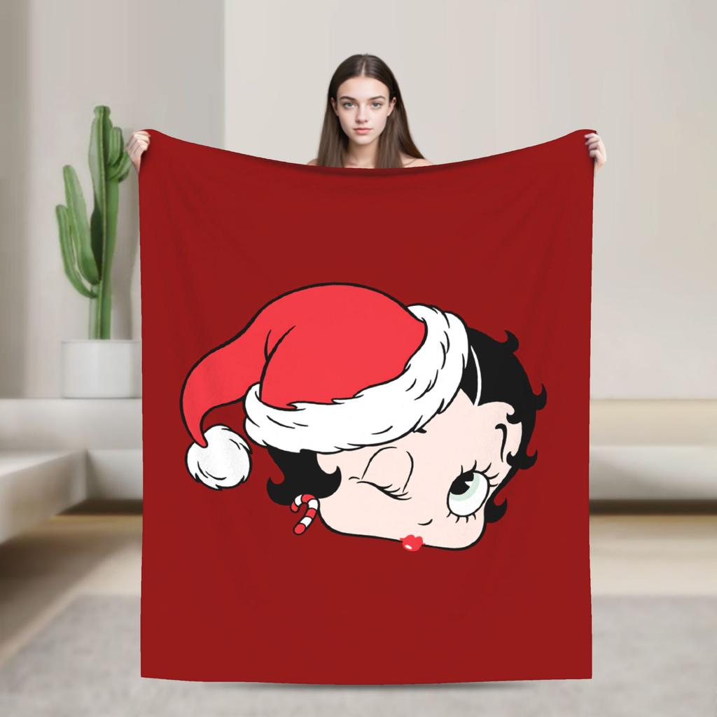 Warm Blanket Airplane Travel B-Bettys Boops Bedding Throws  Flannel Bedspread For Home Decor Graphic Sofa Bed Cover
