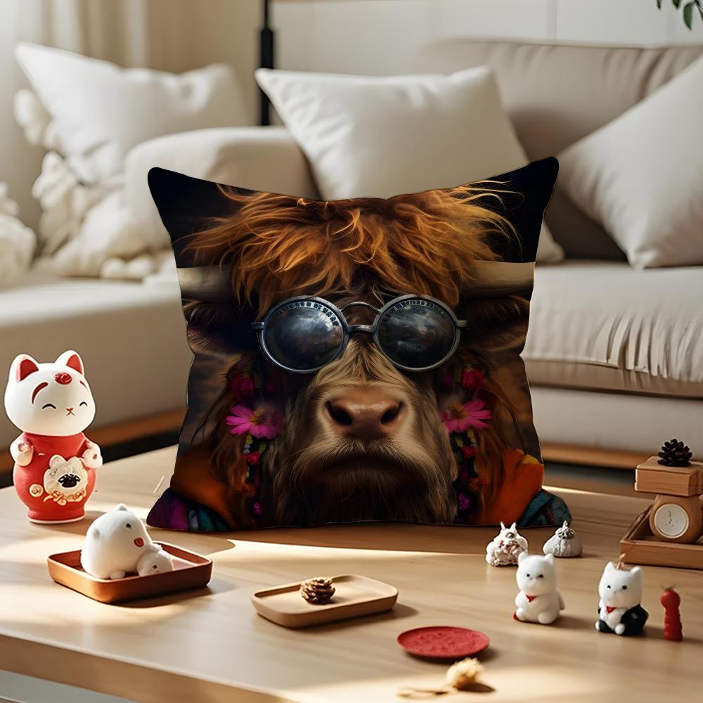 Maximalist Eclectic Animal Cushion Cover Silky Short Plush with Invisible Zipper Dustproof Sofa Pillow Cover for Home Decor