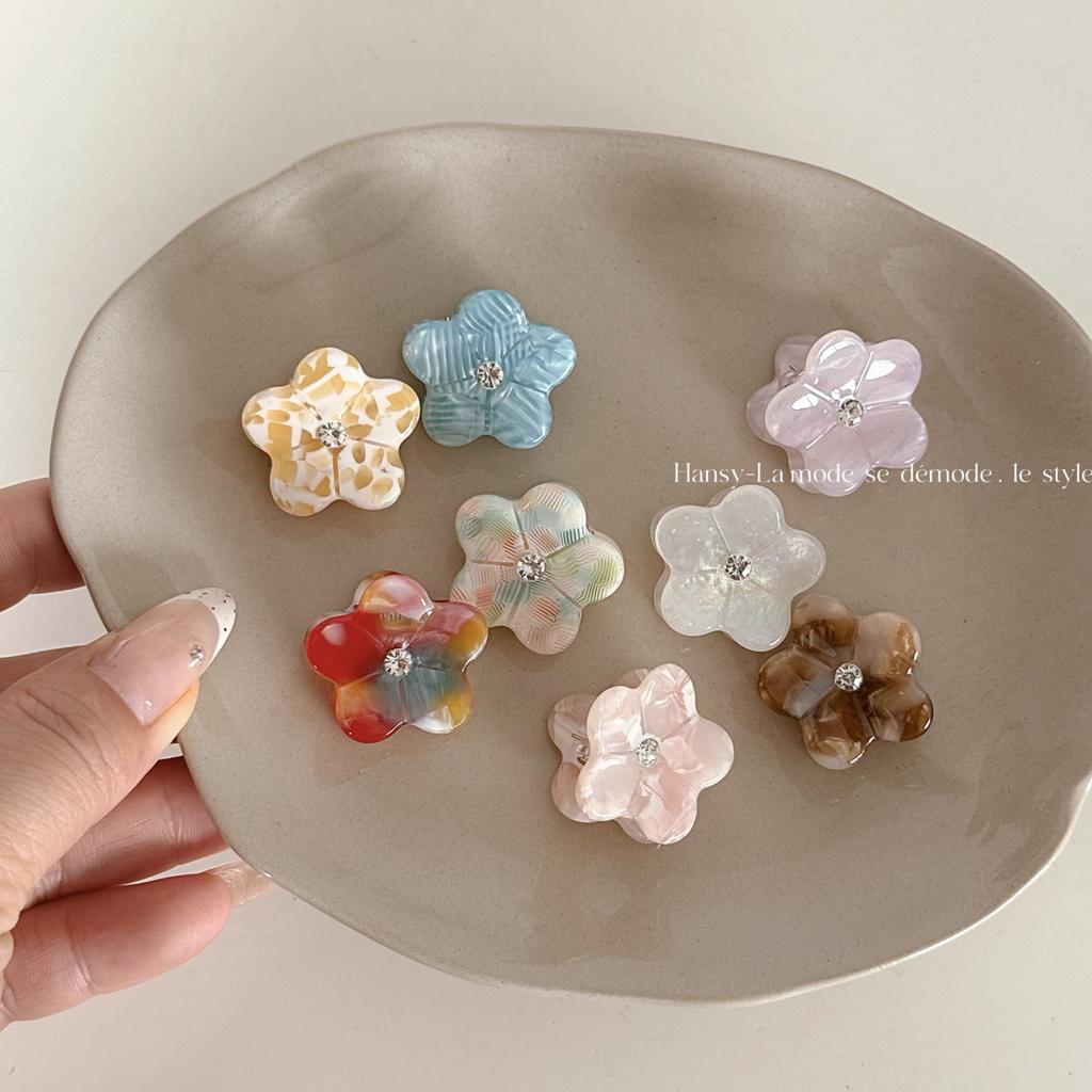2Pcs Floral Acetic Acid Small Grab Clip Fashion Hairpin Fresh Mini Floral High-end Princess Head Cute Hair Accessory