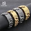 Kalen 20/33mm Stainless Steel Chunky Bracelet for Men Vintage Striped Cuban Chain Cuff Bracelets Personalized Cool Party Jewelry