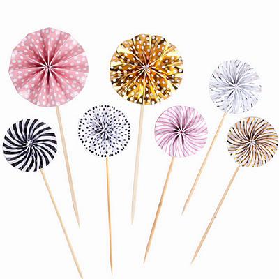 4 szt./partia Mini papierowy wachlarz Topper na tort Toppery na babeczki Flagi Dekoracja tortu Baby Shower na przyjęcie urodzinowe dla dzieci Upominki ślubne